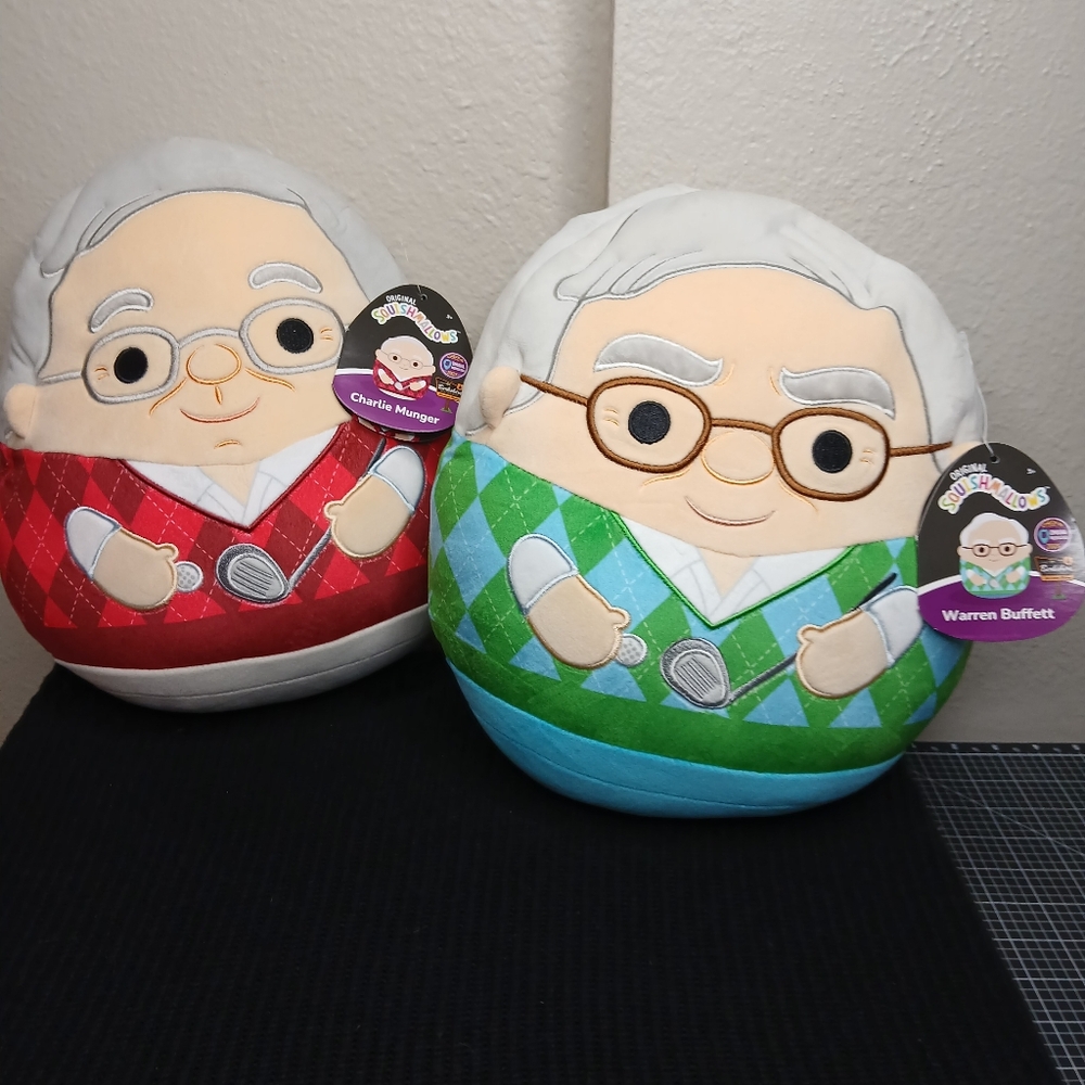2025 Berkshire Hathaway Warren Buffet and Charlie Munger Squishmallow Plushes
